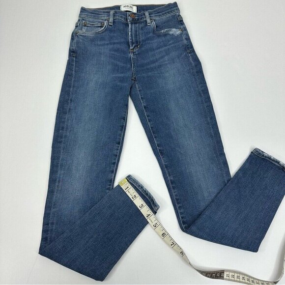 Agolde Women’s Blue Sophie Mid-Rise Skinny Stretch Designer Jean W23/L26 - Picture 12 of 12